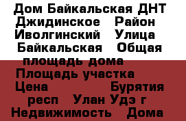 Дом Байкальская ДНТ Джидинское › Район ­ Иволгинский › Улица ­ Байкальская › Общая площадь дома ­ 56 › Площадь участка ­ 8 › Цена ­ 900 000 - Бурятия респ., Улан-Удэ г. Недвижимость » Дома, коттеджи, дачи продажа   . Бурятия респ.,Улан-Удэ г.